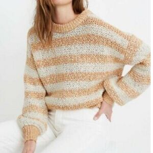 Orange Madewell White Baez Pullover Sweater in XS